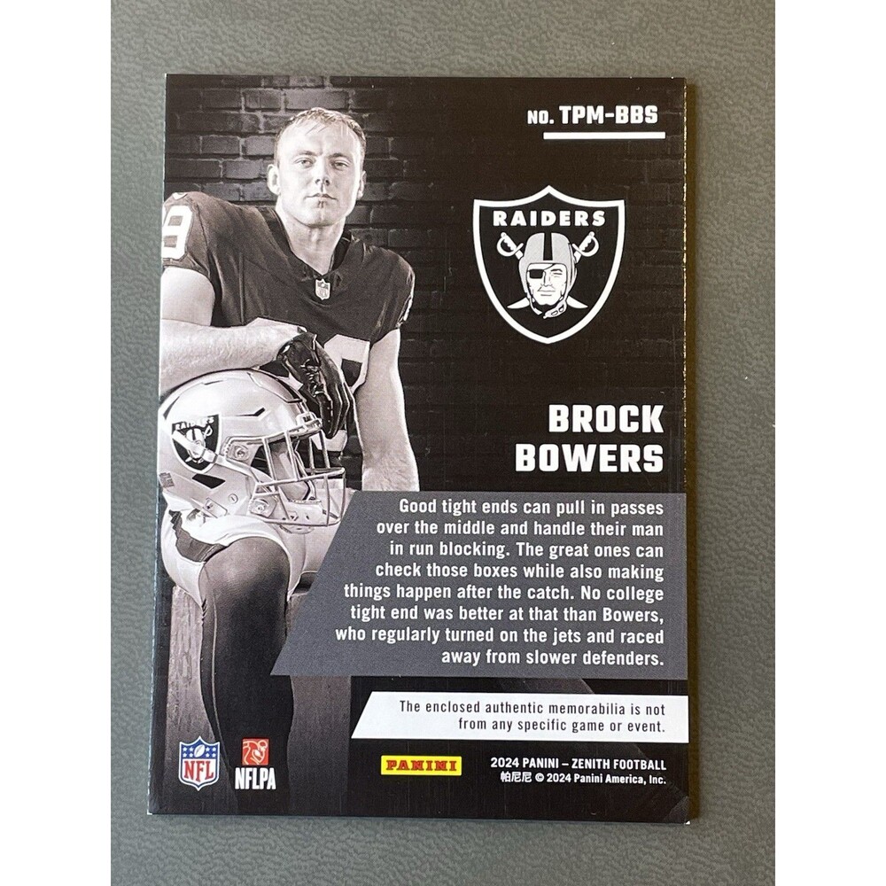 2024 Zenith Brock Bowers RC Patch Z-Jersey #ZJ5 Turning Pro Memorabilia #TPM-BBS - Picture 3 of 5